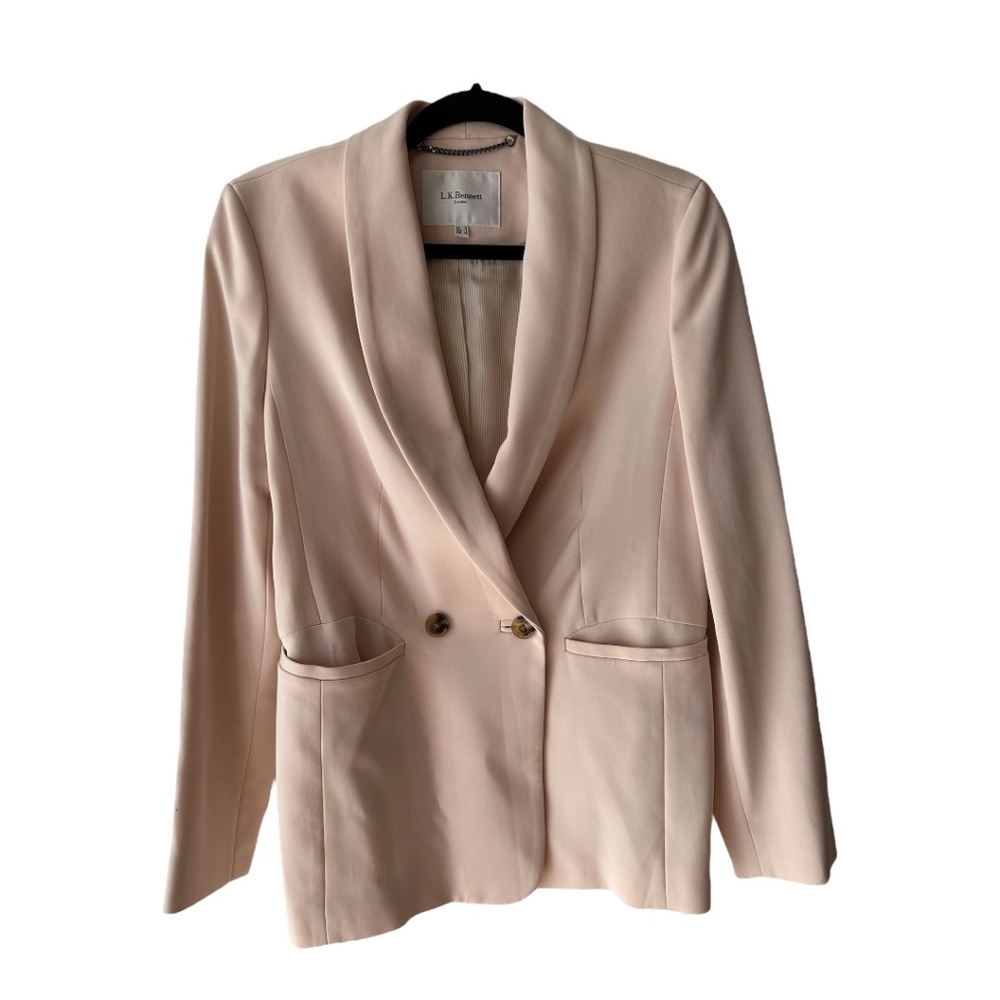 LK Bennett Soft Pink Double Breasted Tailored Blazer Size 10